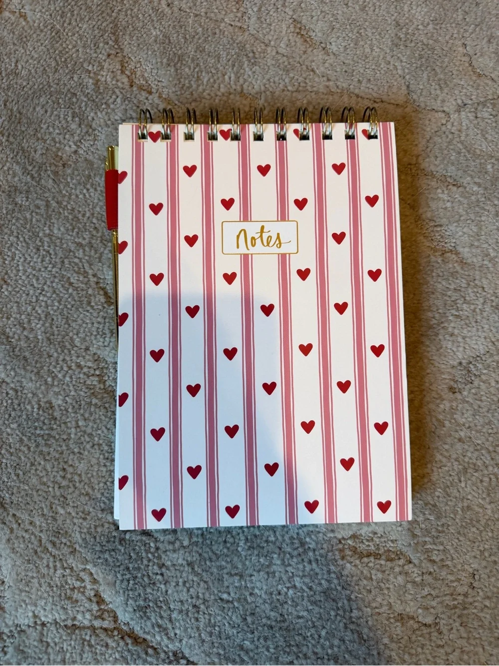 Notes Spiral Notebook - Red Heart Pattern